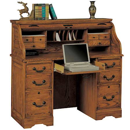 48" Rolltop Desk with 2 Locking File Drawers